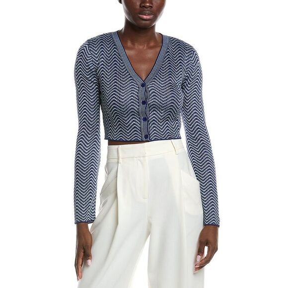 M Missoni WomensTextured Cardigan Blue